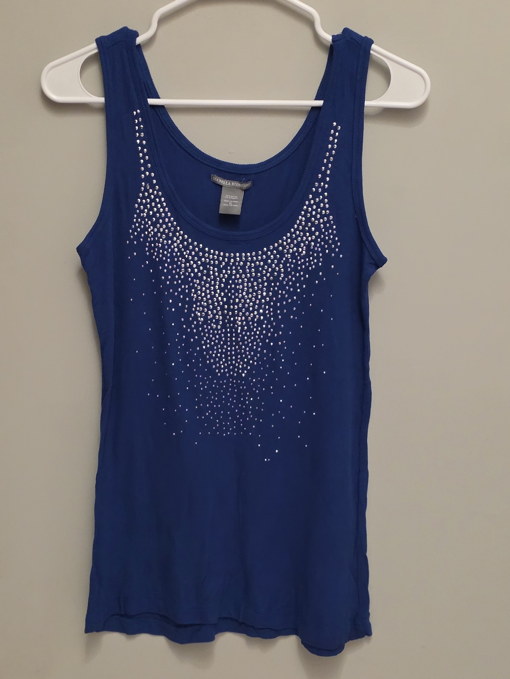 Isabella Rodriguez Cobalt Blue Rhinestone Scoop Tank